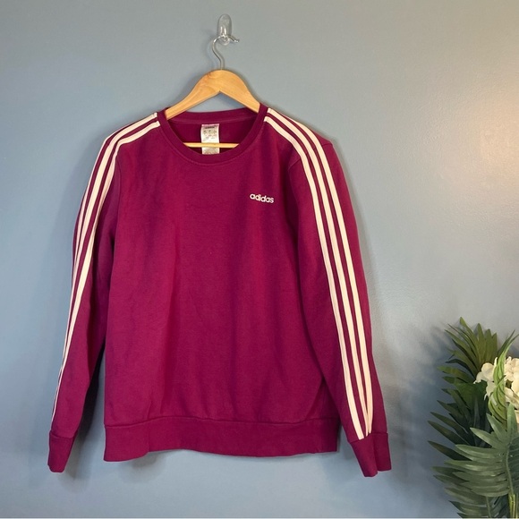 Adidas Pink Essentials 3 Stripes Pullover Sweatshirt - Picture 1 of 6